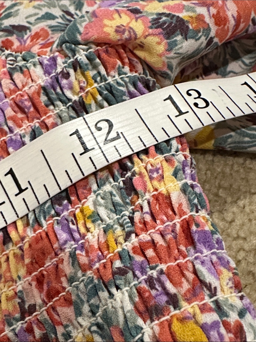 Lush Floral Smocked Pink Multi Off-Shoulder Crop Top - Picture 6 of 7